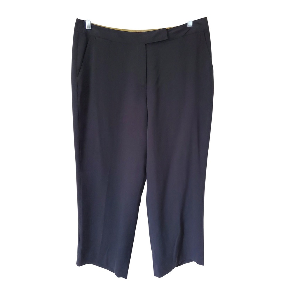 Tommy Bahama Womens Black 100% Silk Wide Leg Cropped‎ Trousers Pants Size 14